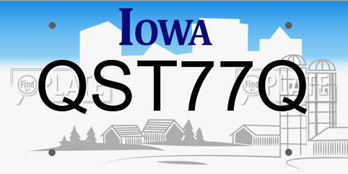 QST77Q Iowa License Plate