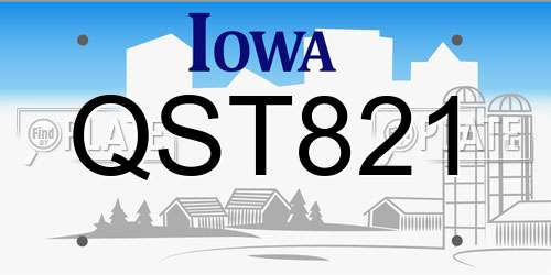 QST821 Iowa License Plate