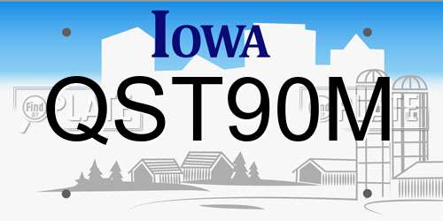 QST90M Iowa License Plate