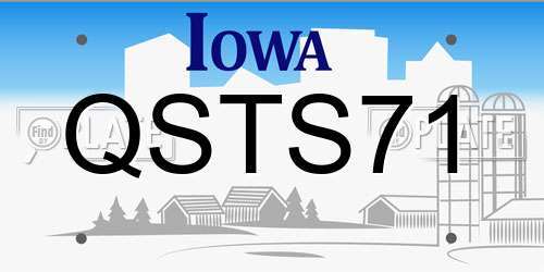 QSTS71 Iowa License Plate