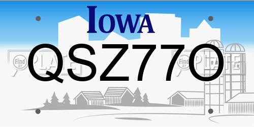 QSZ77O Iowa License Plate