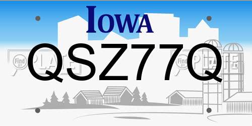 QSZ77Q Iowa License Plate