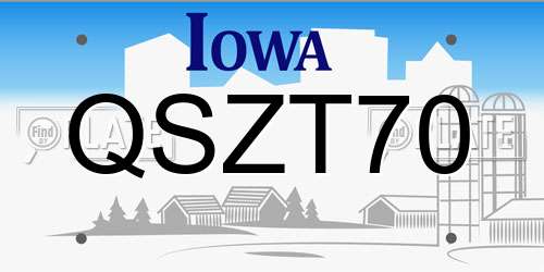 QSZT70 Iowa License Plate