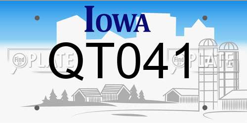 QT041 Iowa License Plate