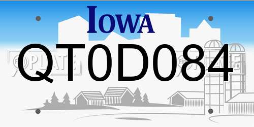 QT0D084 Iowa License Plate