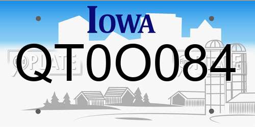 QT0O084 Iowa License Plate
