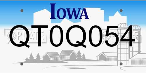 QT0Q054 Iowa License Plate