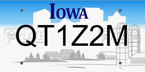 QT1Z2M Iowa License Plate