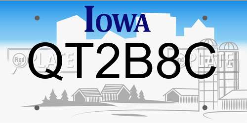 QT2B8C Iowa License Plate