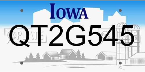 QT2G545 Iowa License Plate