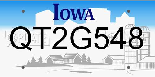 QT2G548 Iowa License Plate