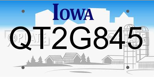 QT2G845 Iowa License Plate