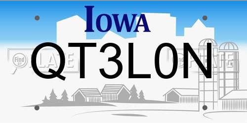 QT3L0N Iowa License Plate