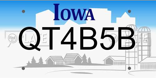 QT4B5B Iowa License Plate