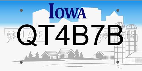 QT4B7B Iowa License Plate