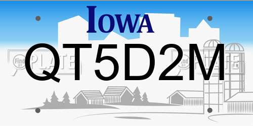 QT5D2M Iowa License Plate