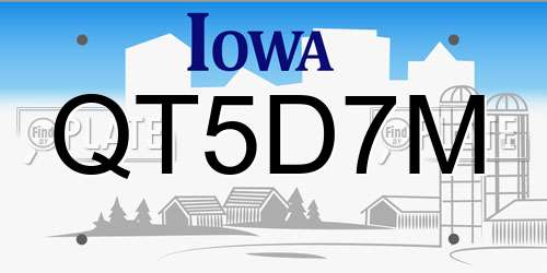 QT5D7M Iowa License Plate