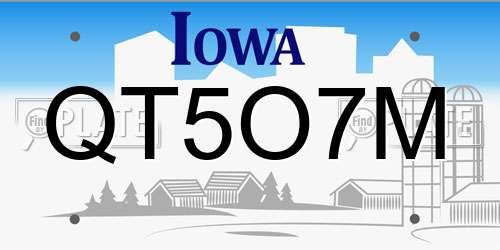 QT5O7M Iowa License Plate