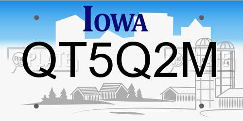 QT5Q2M Iowa License Plate