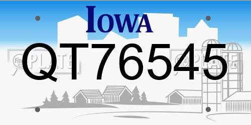 QT76545 Iowa License Plate