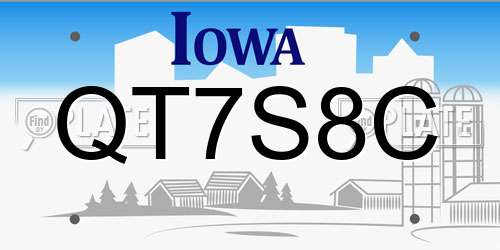 QT7S8C Iowa License Plate