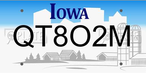 QT8O2M Iowa License Plate