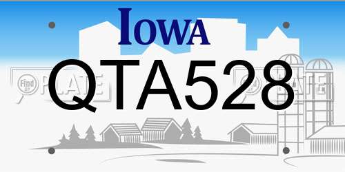 QTA528 Iowa License Plate
