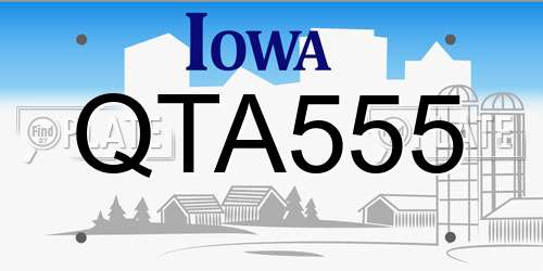 QTA555 Iowa License Plate