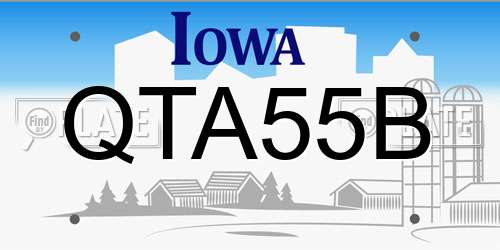 QTA55B Iowa License Plate