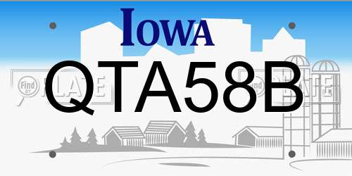 QTA58B Iowa License Plate