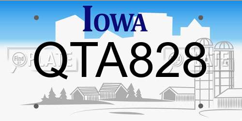 QTA828 Iowa License Plate