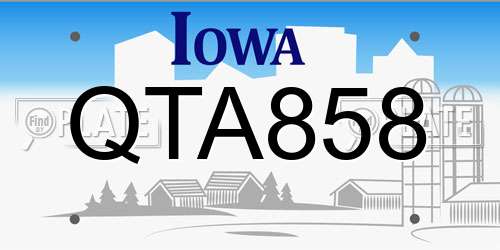 QTA858 Iowa License Plate