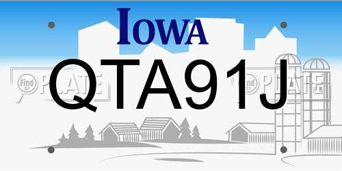 QTA91J Iowa License Plate