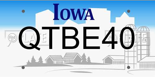 QTBE40 Iowa License Plate