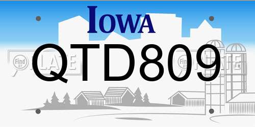 QTD809 Iowa License Plate