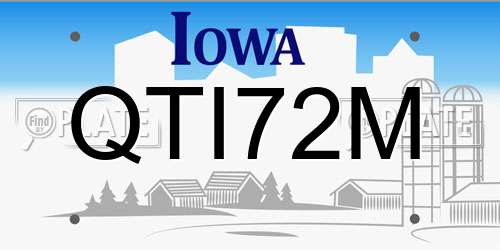 QTI72M Iowa License Plate