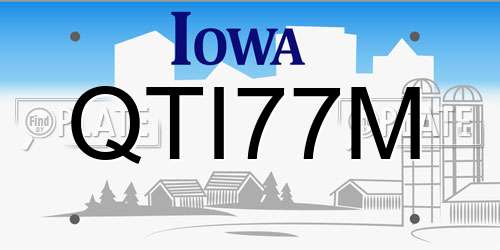 QTI77M Iowa License Plate
