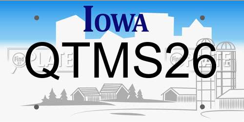 QTMS26 Iowa License Plate