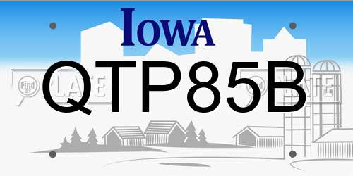 QTP85B Iowa License Plate