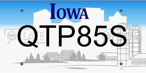 QTP85S Iowa License Plate