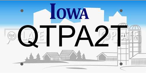 QTPA2T Iowa License Plate