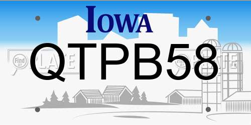 QTPB58 Iowa License Plate