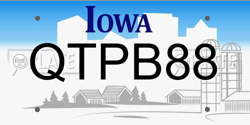 QTPB88 Iowa License Plate