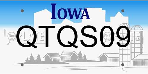 QTQS09 Iowa License Plate