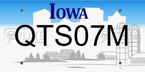 QTS07M Iowa License Plate