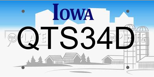 QTS34D Iowa License Plate