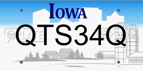 QTS34Q Iowa License Plate