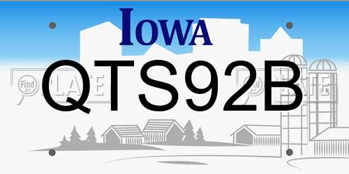 QTS92B Iowa License Plate