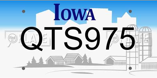 QTS975 Iowa License Plate