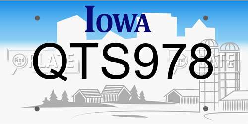 QTS978 Iowa License Plate